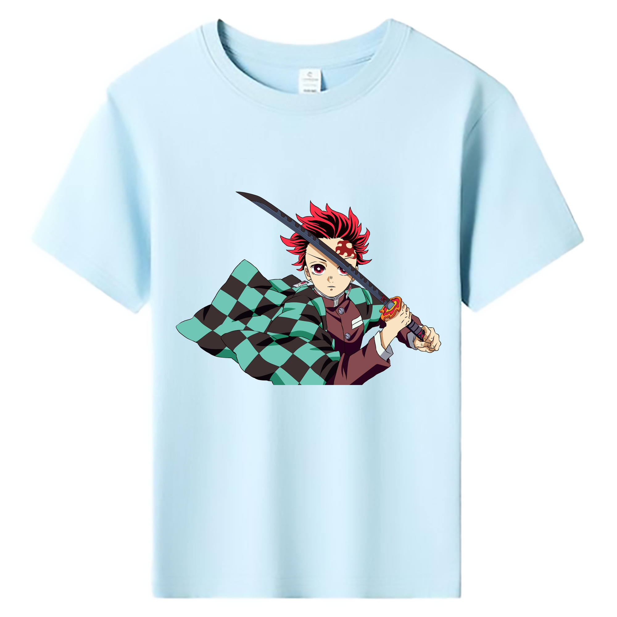 （画像用） 鬼滅の刃 竈門 炭治郎／かまど たんじろう Kamado Tanjirou 綿100％キッズTシャツ（フロントプリント）
